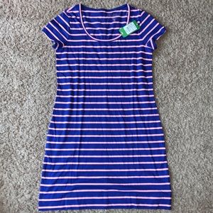 NWT Lilly Pulitzer SS Beacon Dress Twilight Blue Coastal Shell Stripe Sz M